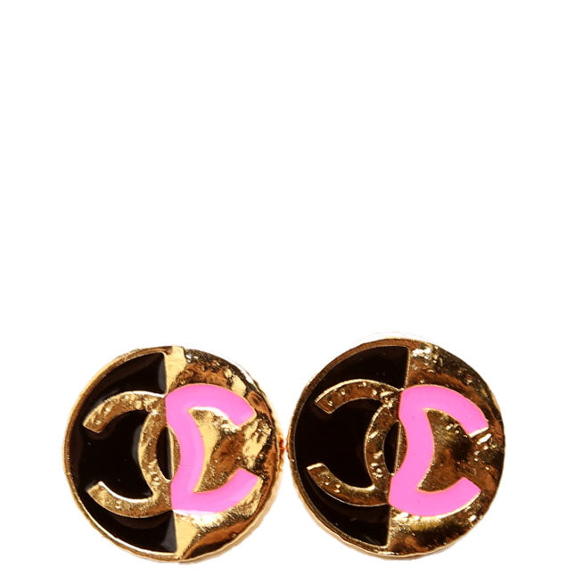 CC Split Enamel Stud Earrings Gold/Multi