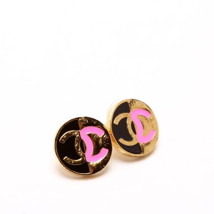 CC Split Enamel Stud Earrings Gold/Multi