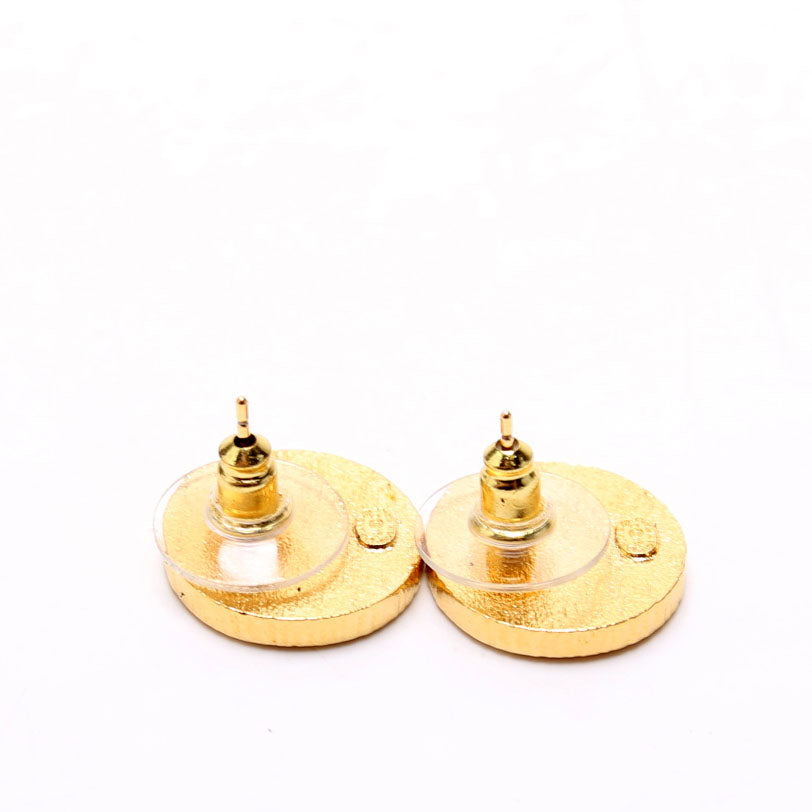 CC Split Enamel Stud Earrings Gold/Multi
