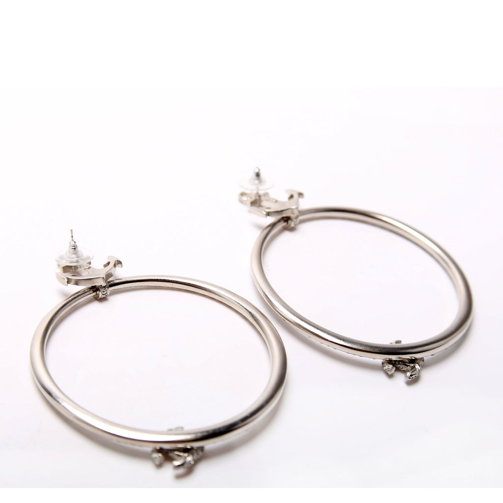 Anchor Strass Hoop Earrings Silver