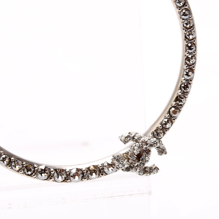 Anchor Strass Hoop Earrings Silver
