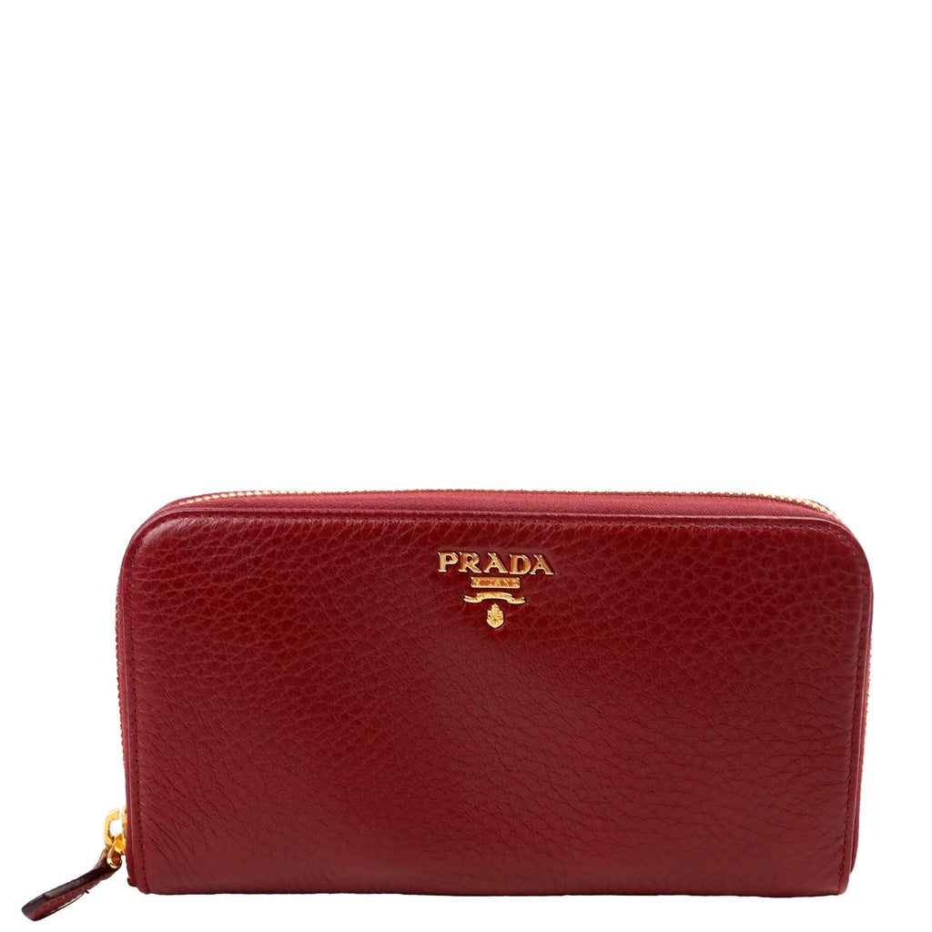 Vitello Daino Continental Zip Around Wallet Red