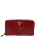Vitello Daino Continental Zip Around Wallet Red