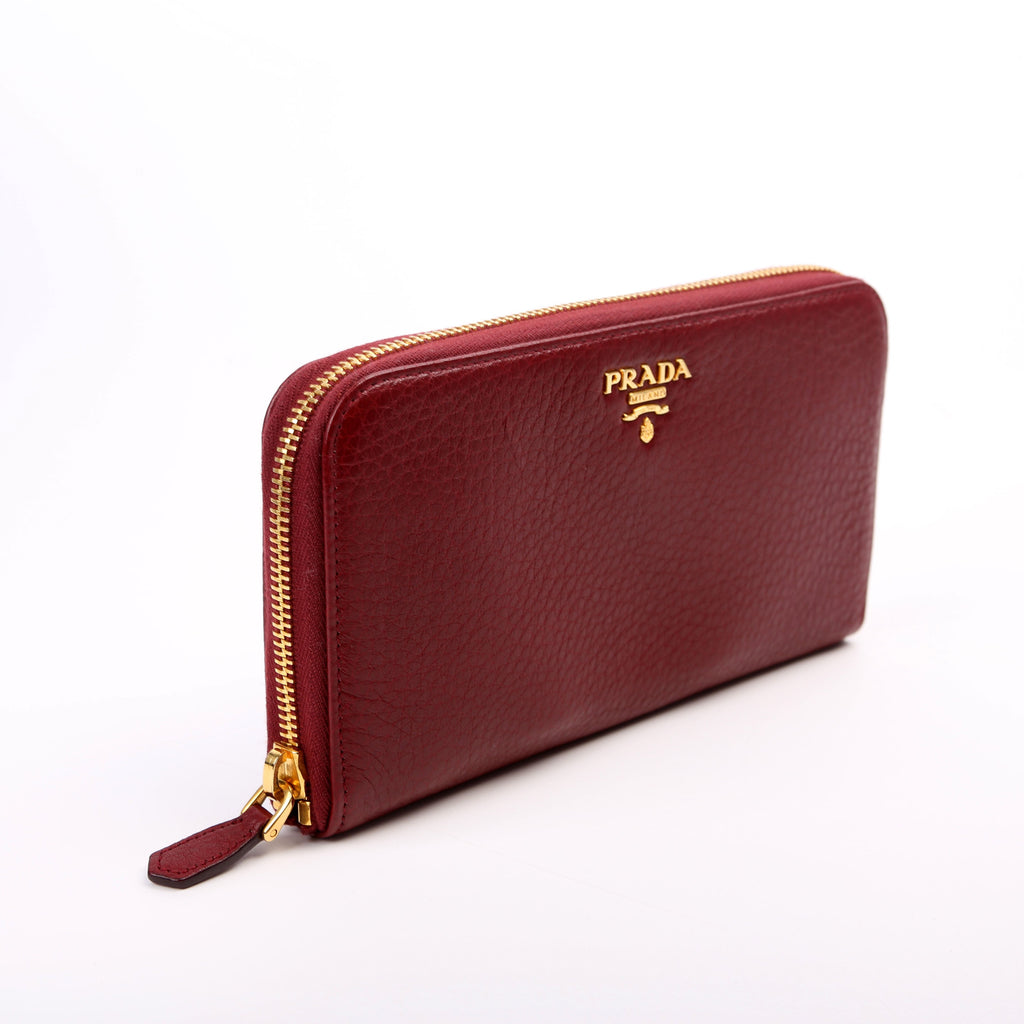 Vitello Daino Continental Zip Around Wallet Red