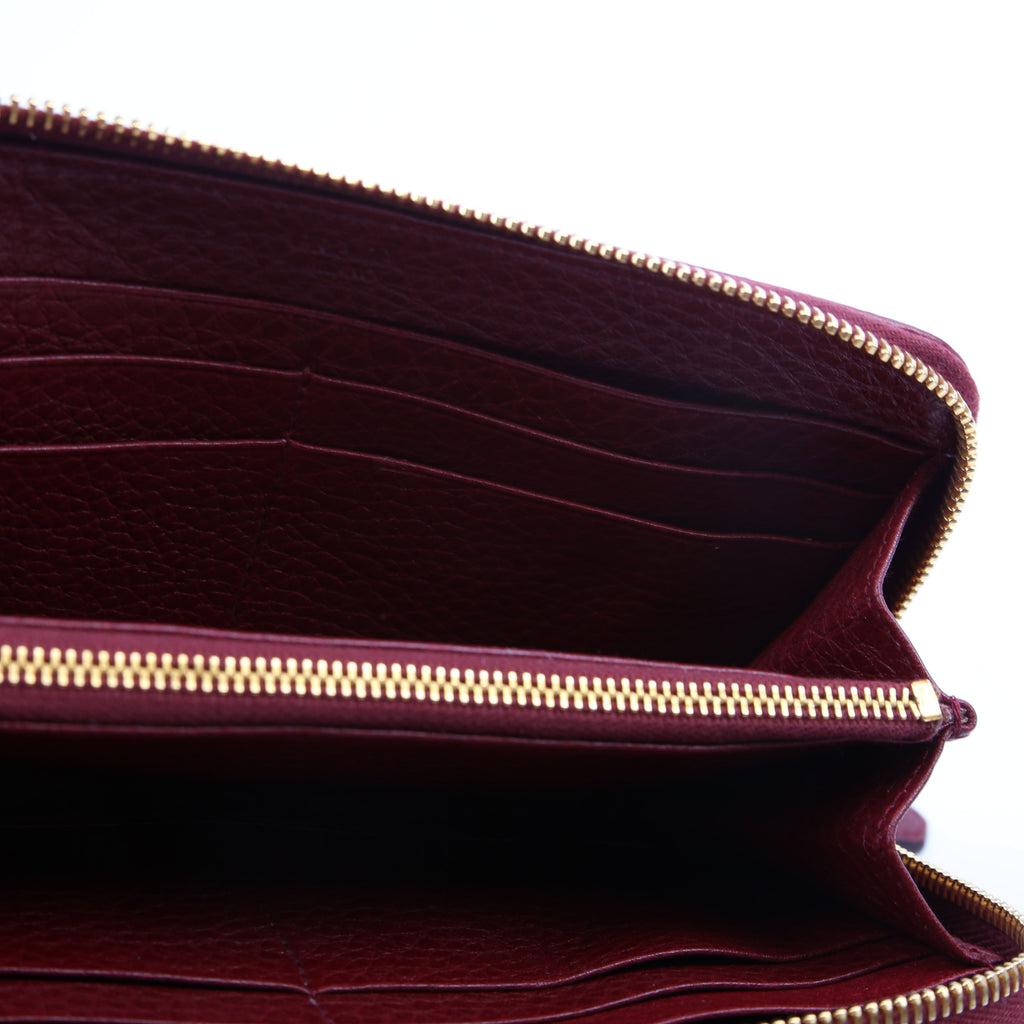 Vitello Daino Continental Zip Around Wallet Red