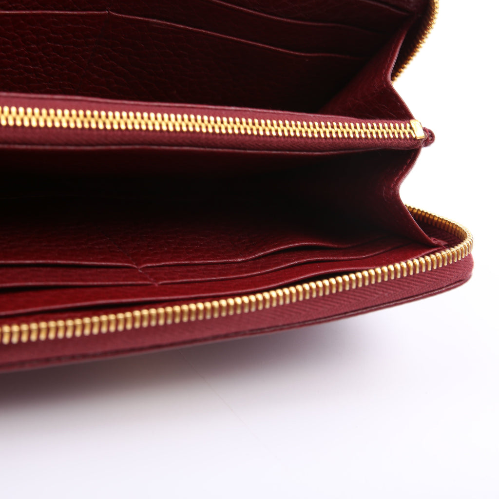 Vitello Daino Continental Zip Around Wallet Red
