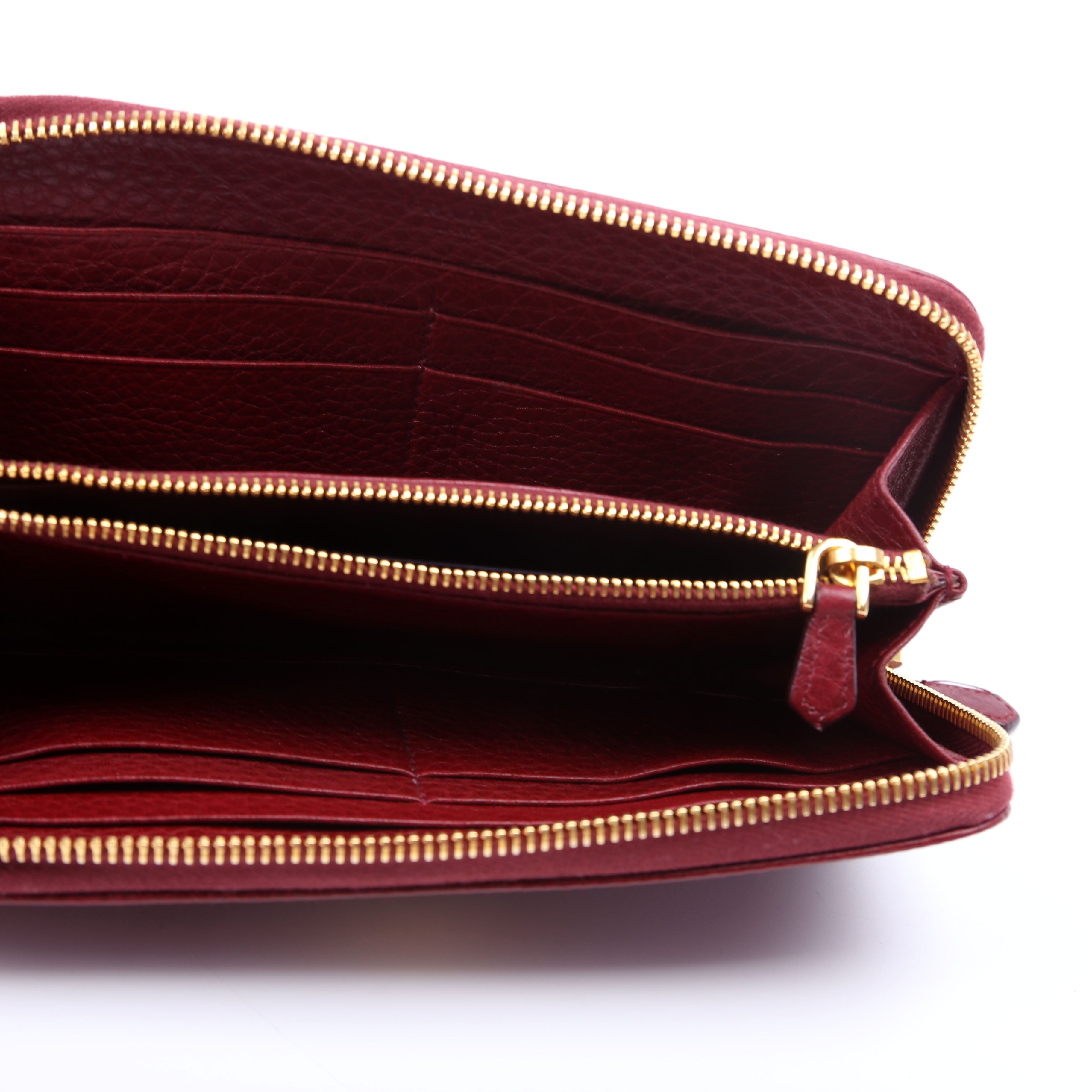 Vitello Daino Continental Zip Around Wallet Red