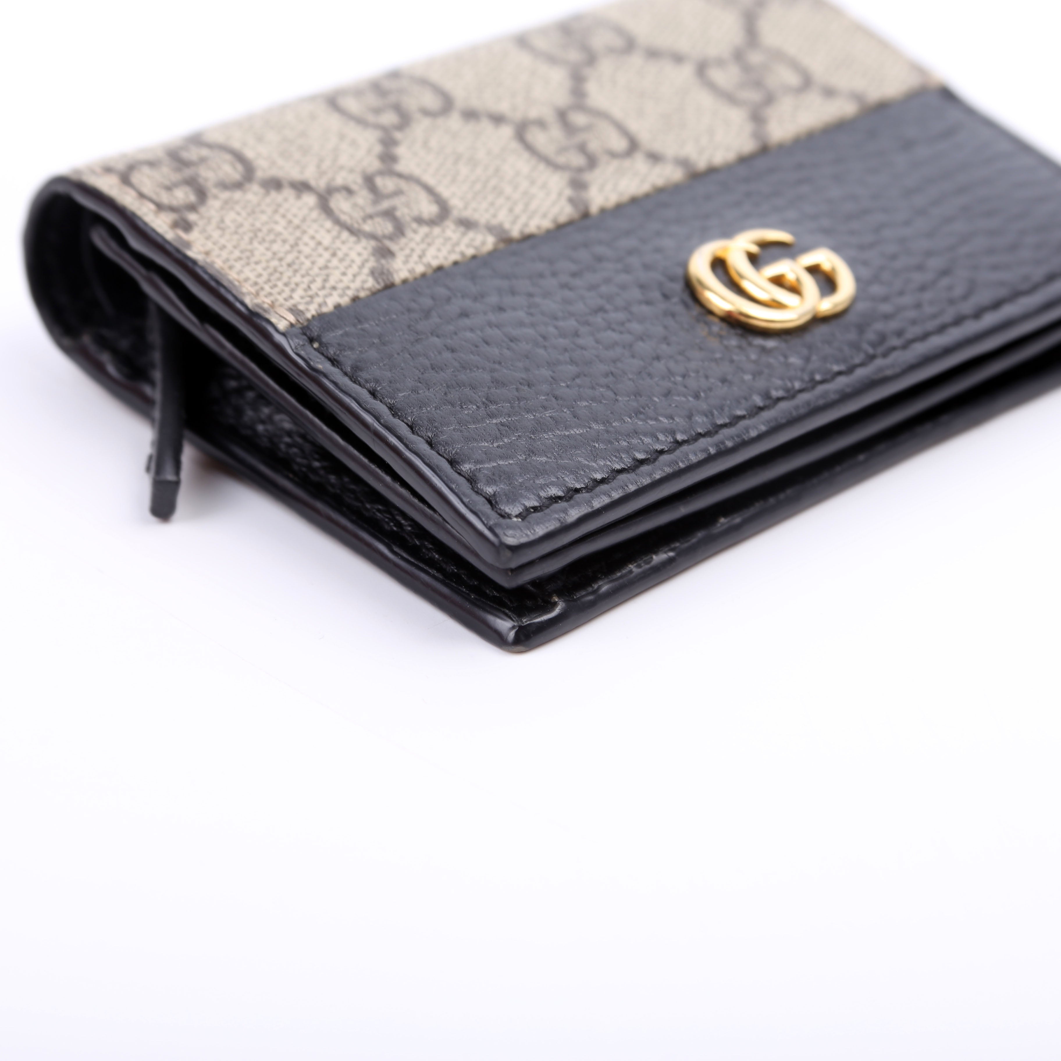 Gucci 658610 GG Supreme Marmont Card Case Black