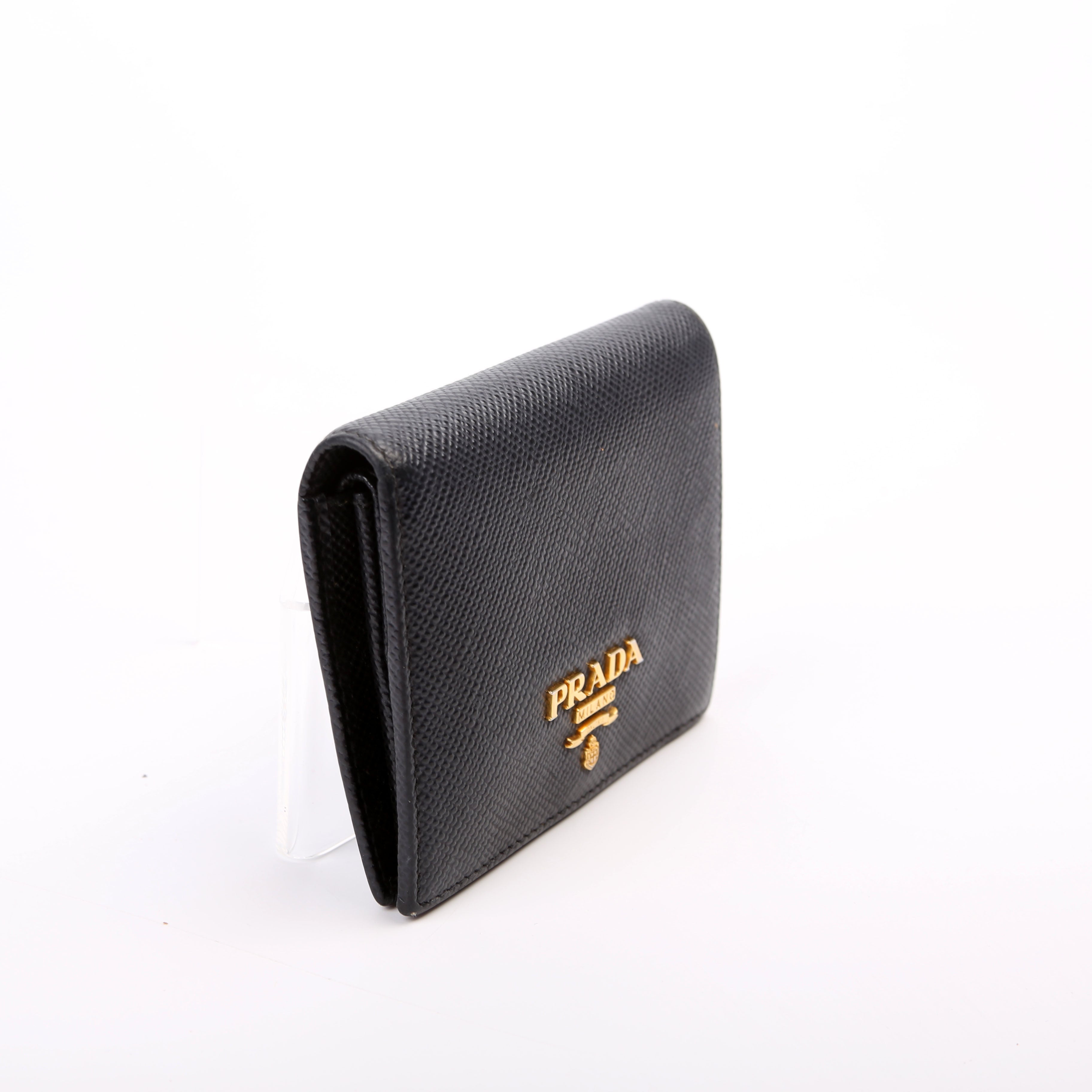 Saffiano Compact Bifold Wallet Black