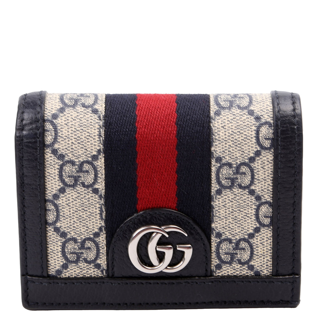 523155 Ophidia GG Card Case Wallet Navy