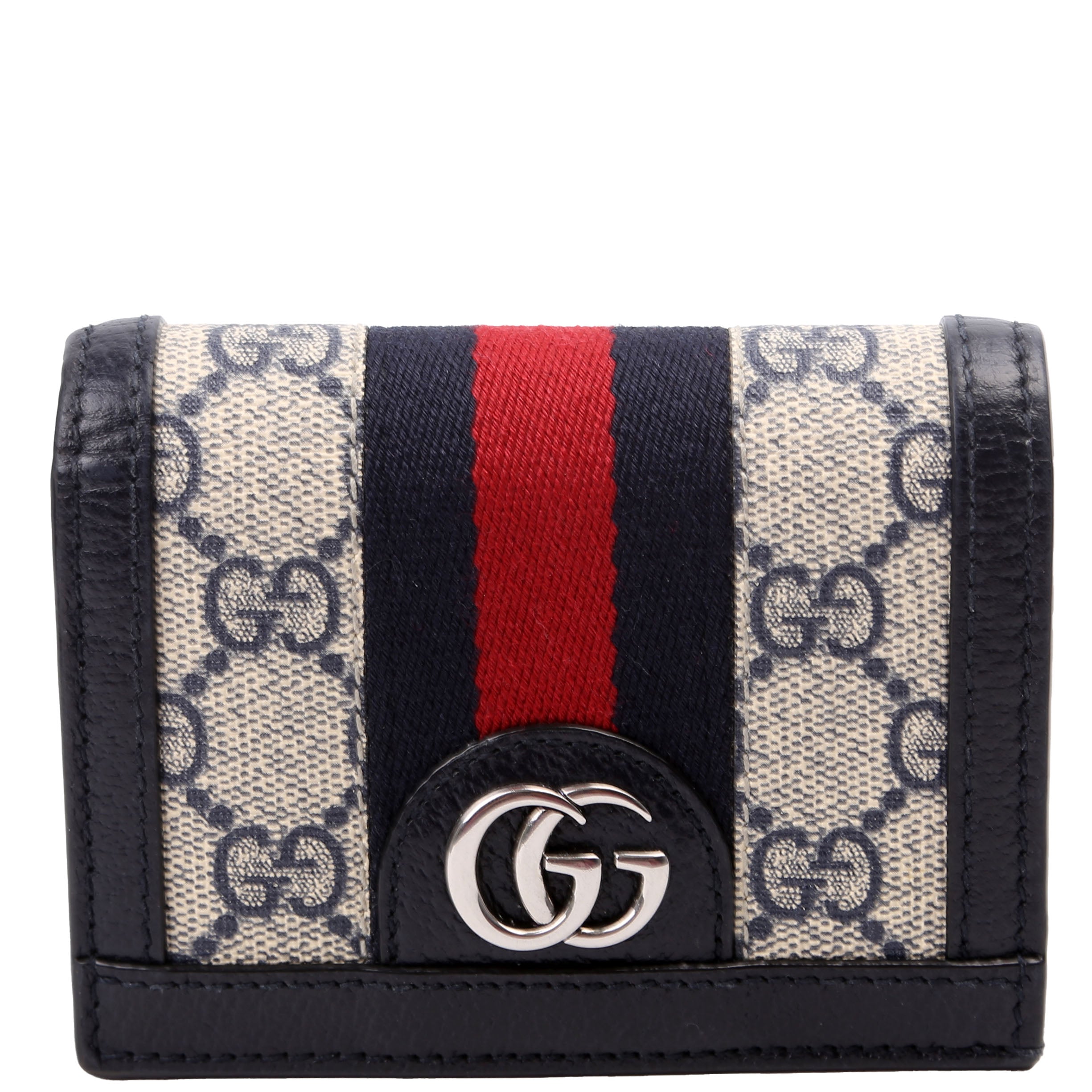 523155 Ophidia GG Card Case Wallet Navy