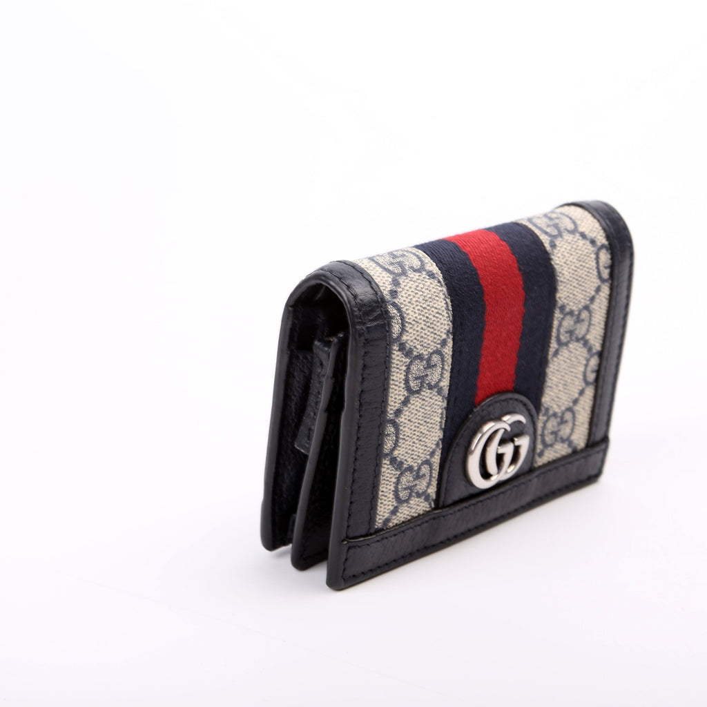 523155 Ophidia GG Card Case Wallet Navy