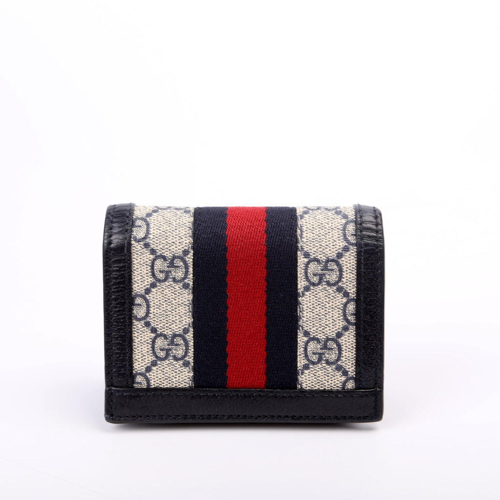 523155 Ophidia GG Card Case Wallet Navy