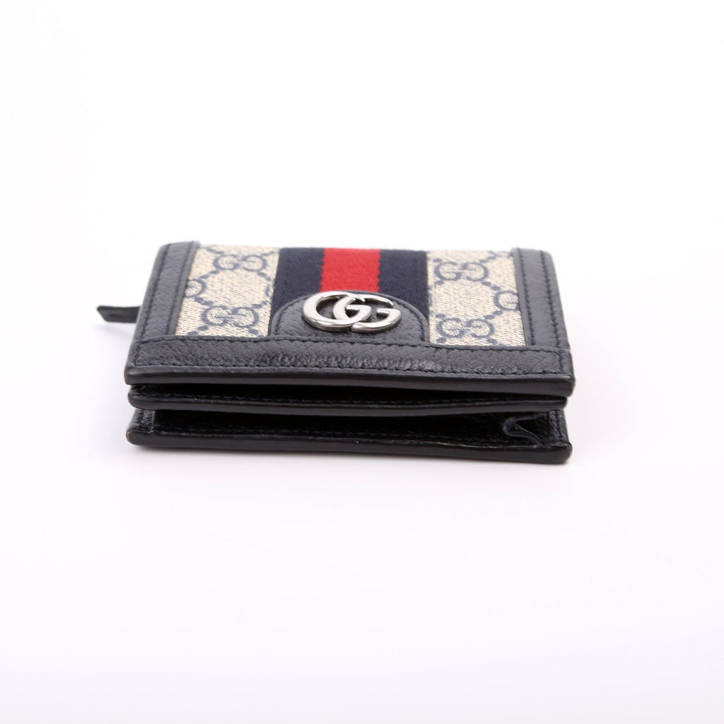 523155 Ophidia GG Card Case Wallet Navy