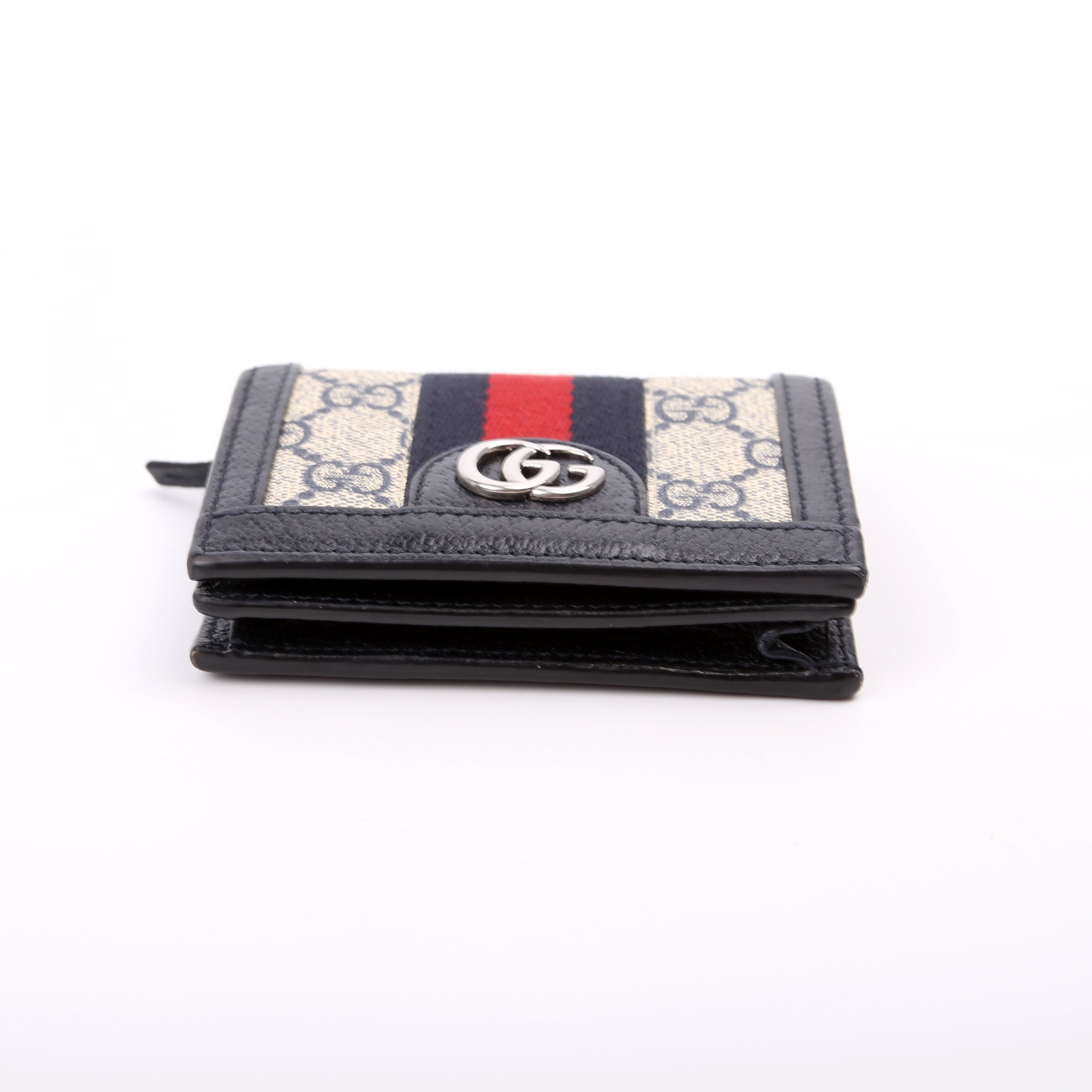 523155 Ophidia GG Card Case Wallet Navy