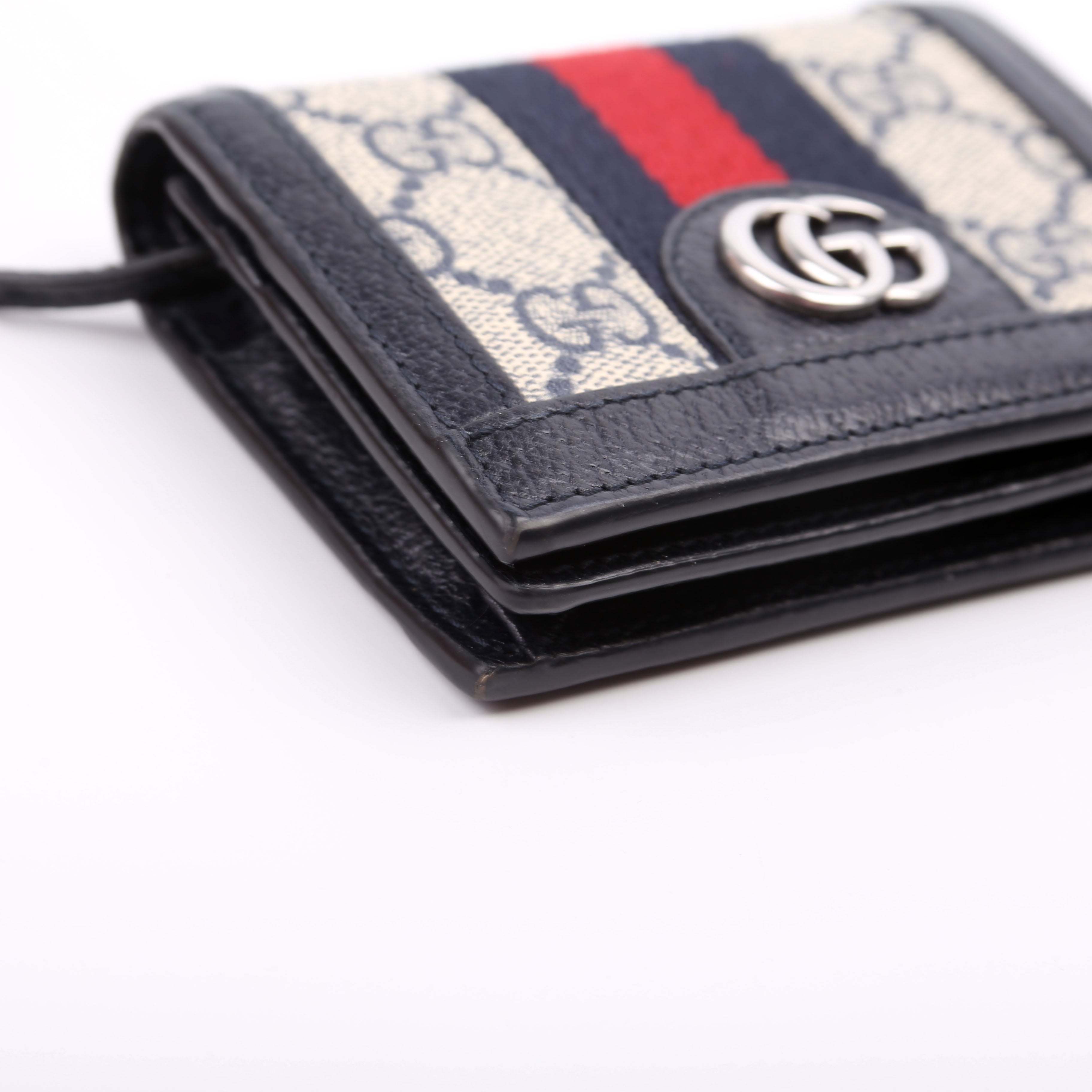 523155 Ophidia GG Card Case Wallet Navy