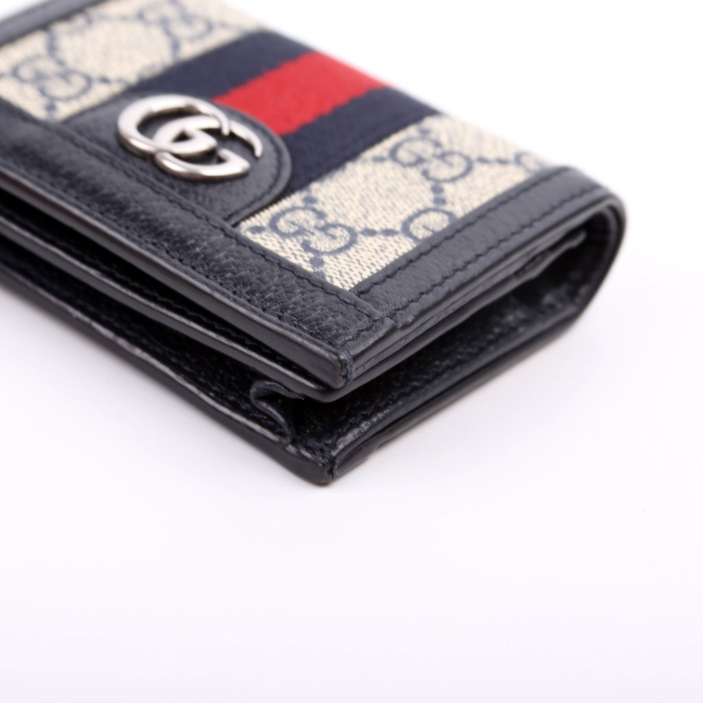 523155 Ophidia GG Card Case Wallet Navy