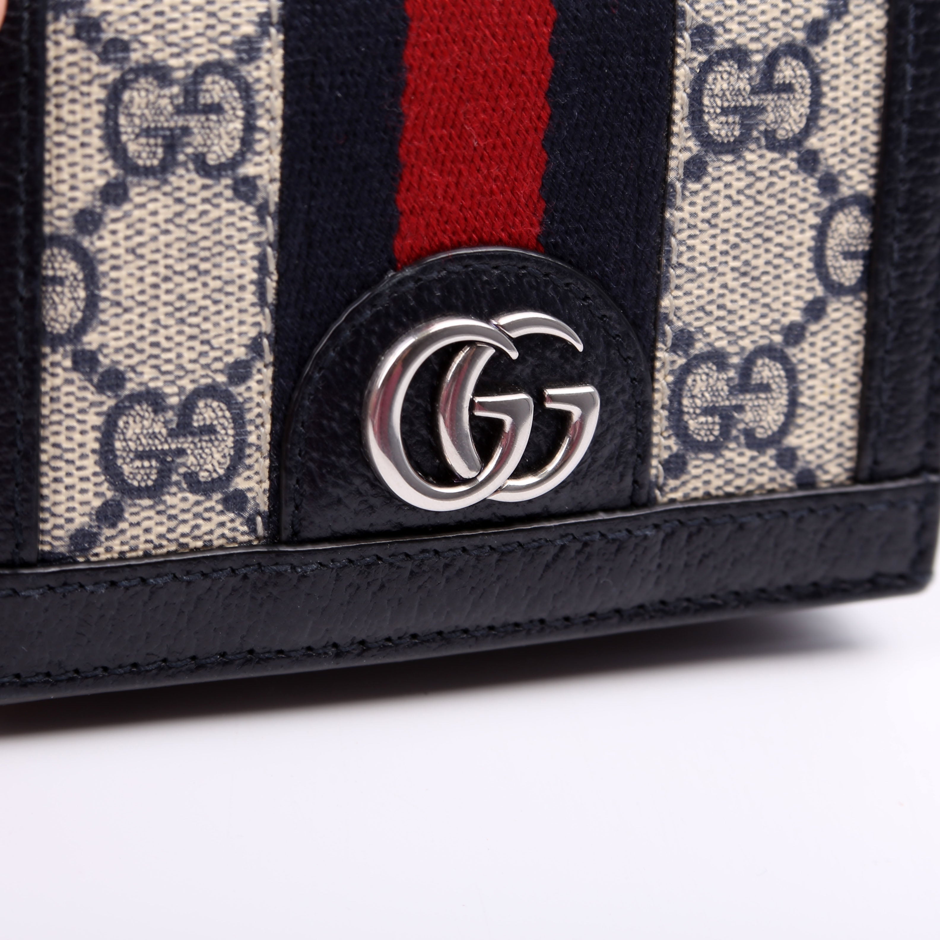 523155 Ophidia GG Card Case Wallet Navy