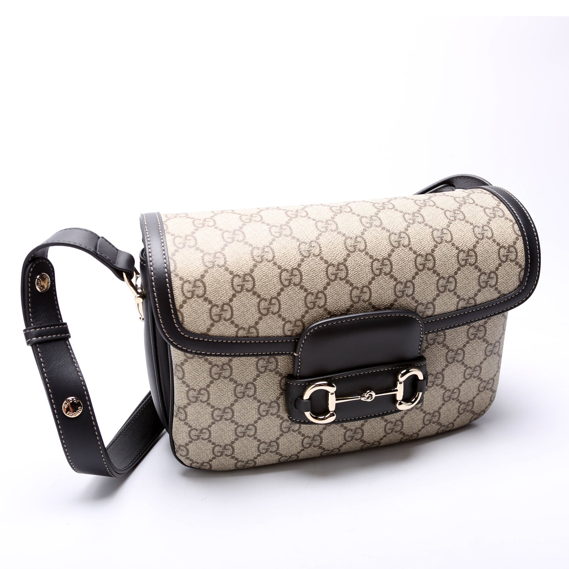815178 GG Supreme 1955 Horsebit Soft Medium Shoulder Bag Black