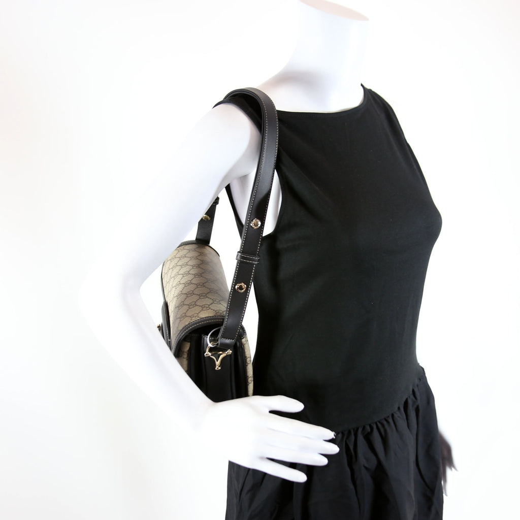815178 GG Supreme 1955 Horsebit Soft Medium Shoulder Bag Black