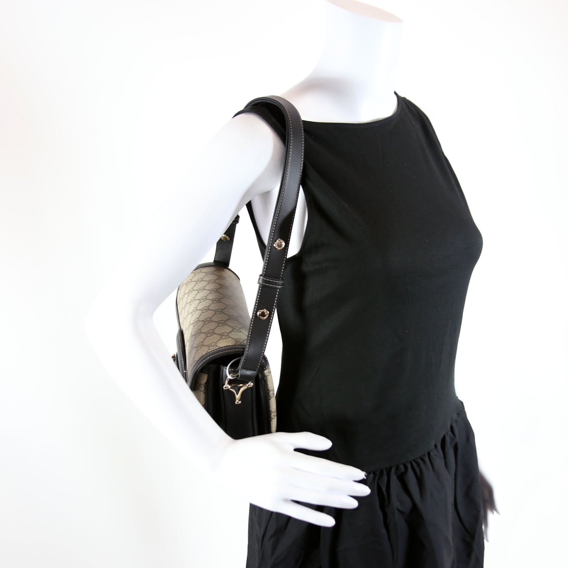 815178 GG Supreme 1955 Horsebit Soft Medium Shoulder Bag Black
