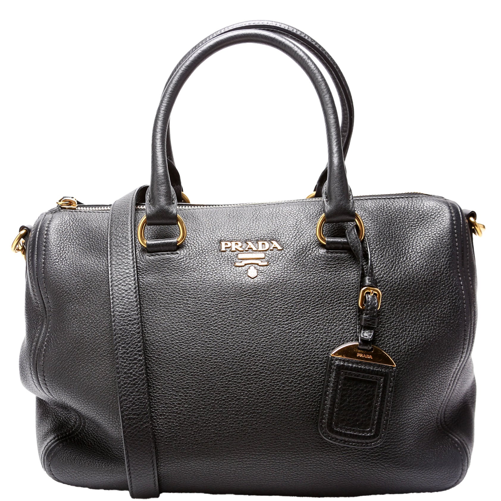 1BB023 Vitello Daino Phenix Boston Bag Black