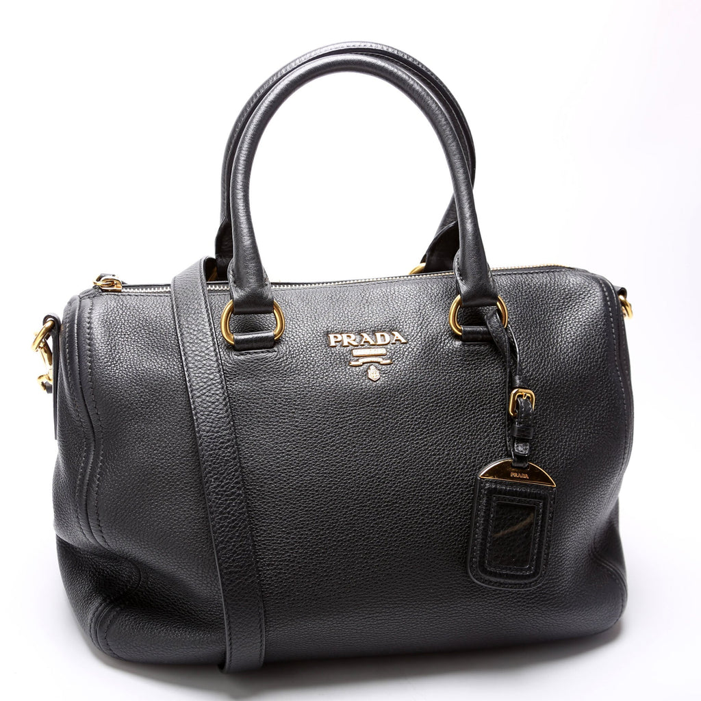 1BB023 Vitello Daino Phenix Boston Bag Black