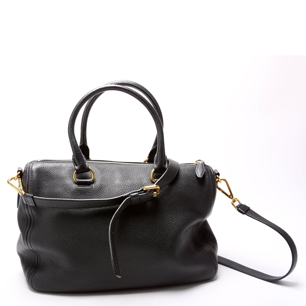 1BB023 Vitello Daino Phenix Boston Bag Black