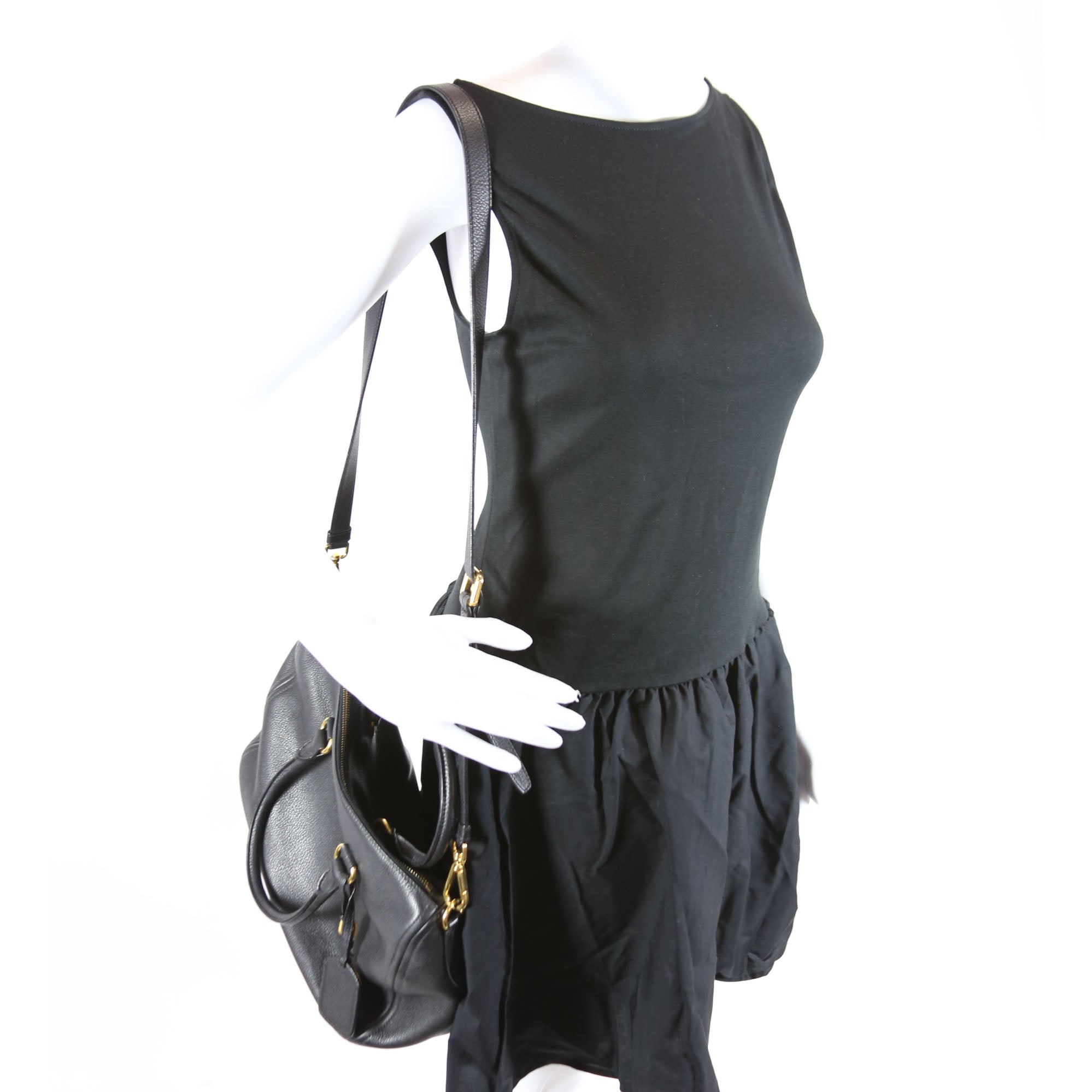 1BB023 Vitello Daino Phenix Boston Bag Black