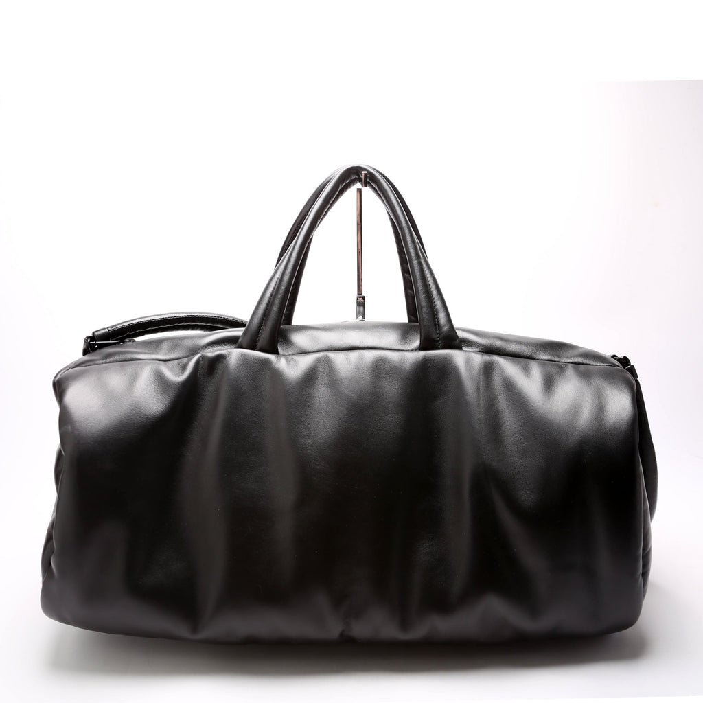 SAINT LAURENT Lambskin Debossed Logo Duffle Bag Large 797640 Black