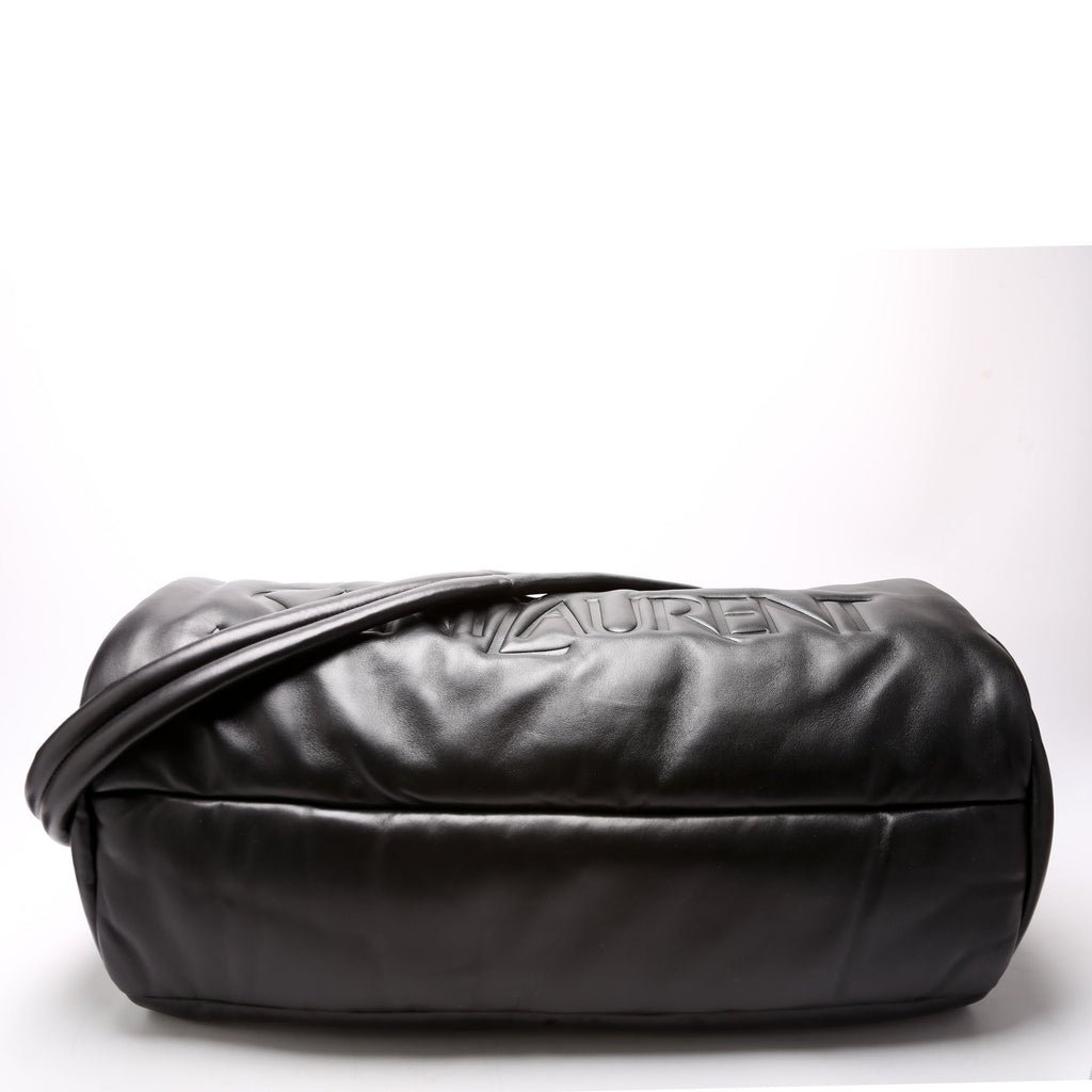 SAINT LAURENT Lambskin Debossed Logo Duffle Bag Large 797640 Black