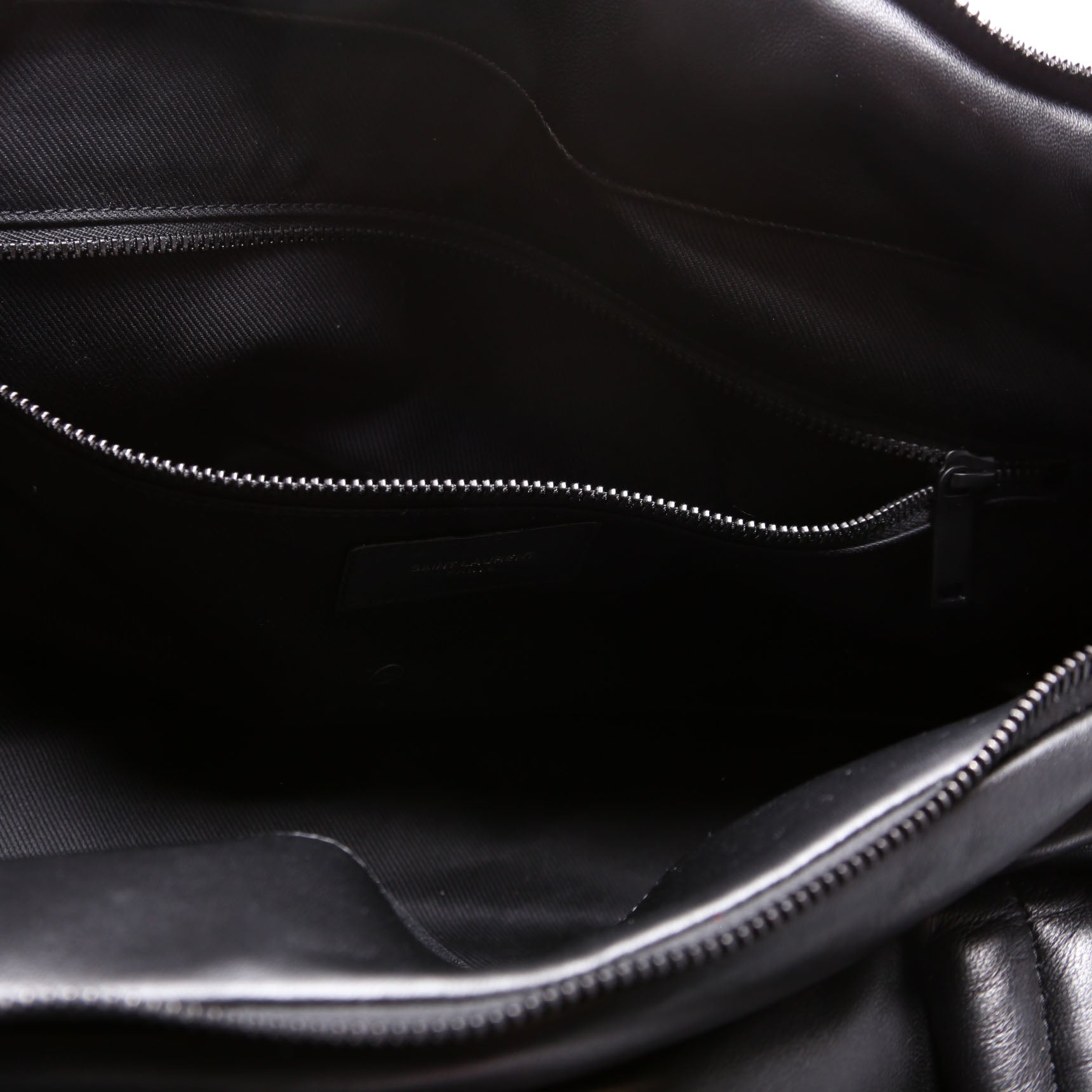 SAINT LAURENT Lambskin Debossed Logo Duffle Bag Large 797640 Black