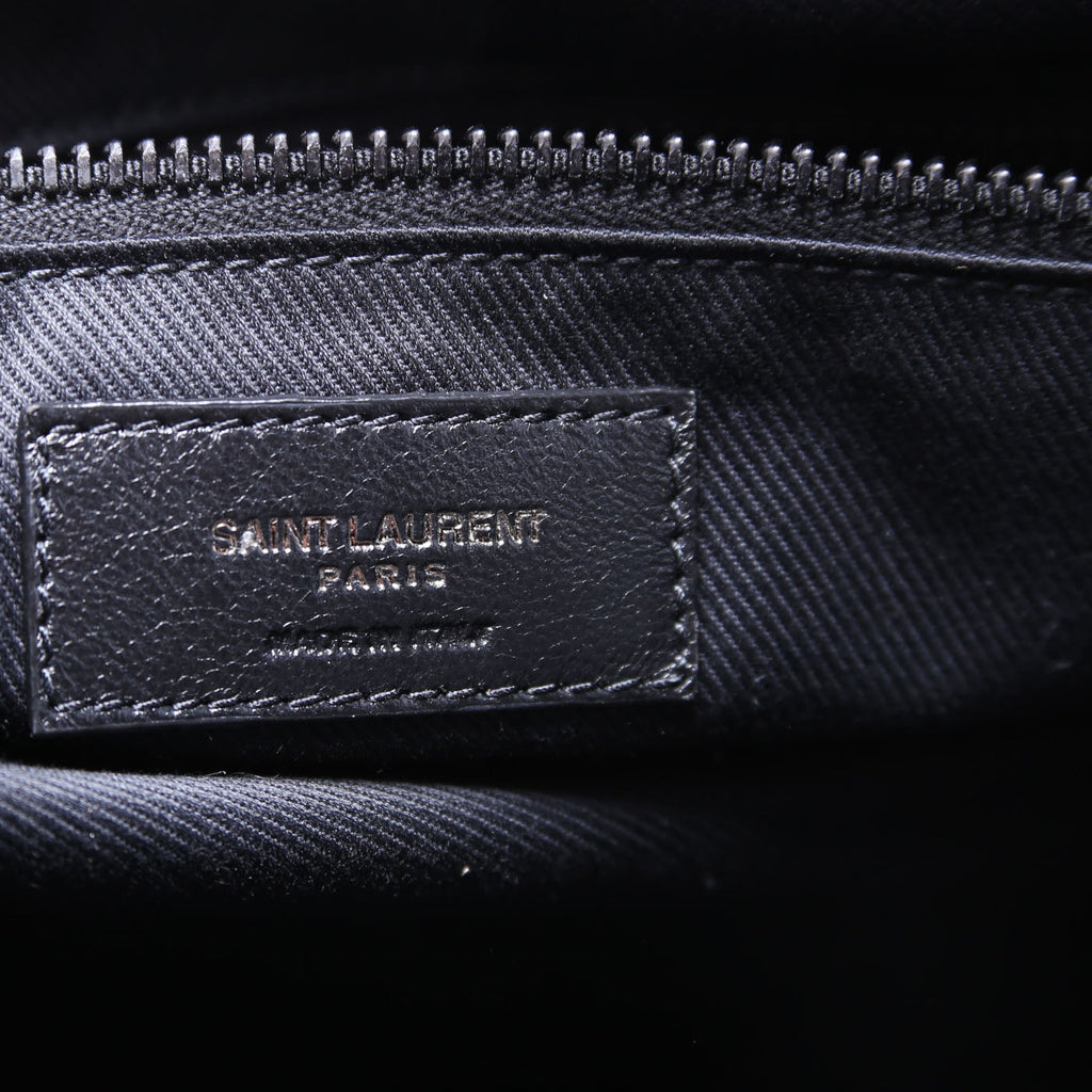 SAINT LAURENT Lambskin Debossed Logo Duffle Bag Large 797640 Black