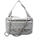 Front Pocket Flap Hobo Quilted Lambskin 20M Grey