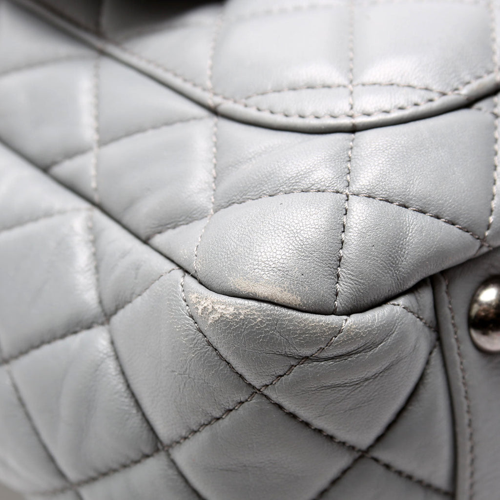 Front Pocket Flap Hobo Quilted Lambskin 20M Grey