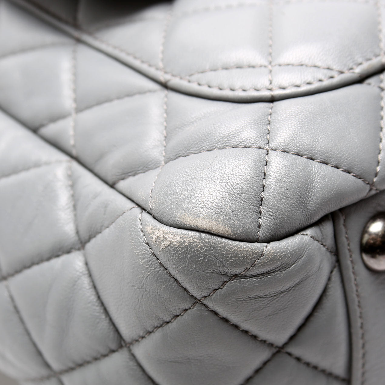 Front Pocket Flap Hobo Quilted Lambskin 20M Grey