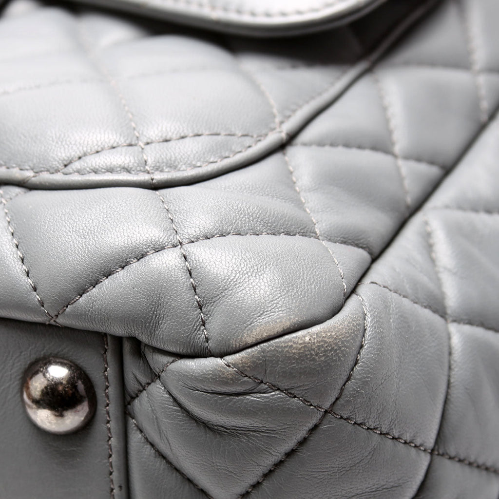 Front Pocket Flap Hobo Quilted Lambskin 20M Grey