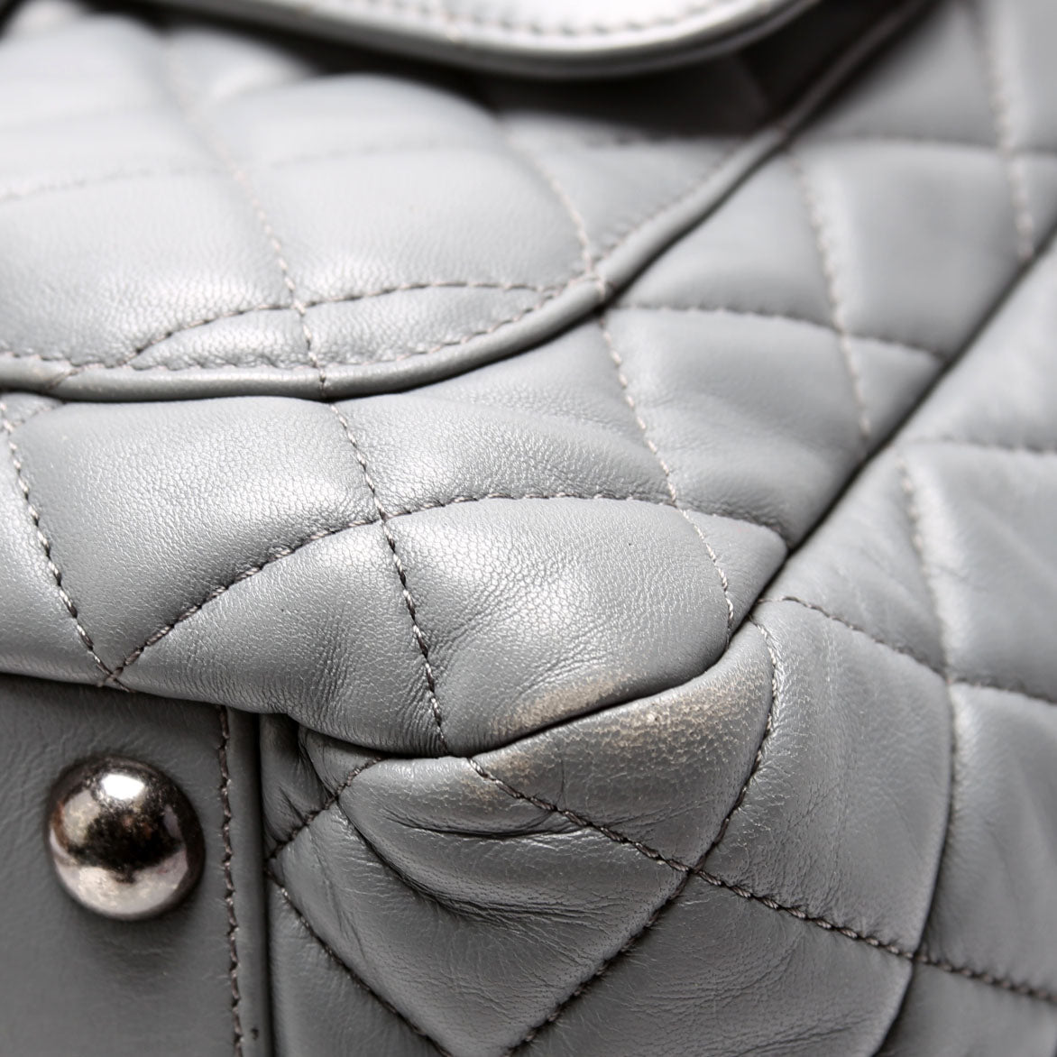Front Pocket Flap Hobo Quilted Lambskin 20M Grey