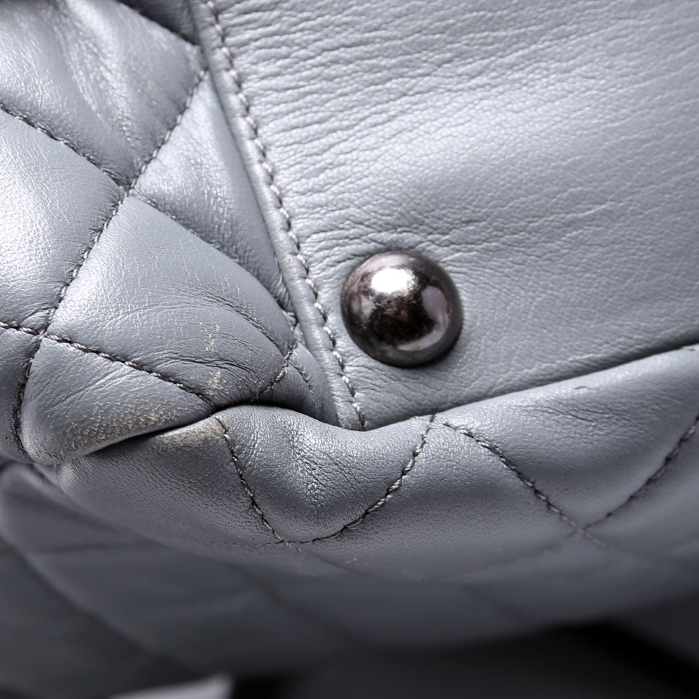 Front Pocket Flap Hobo Quilted Lambskin 20M Grey