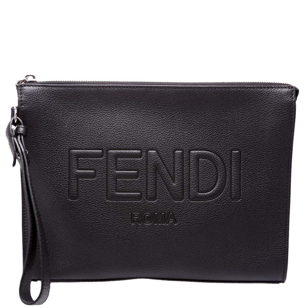 7VA491 Roma Leather Flat Pouch Black