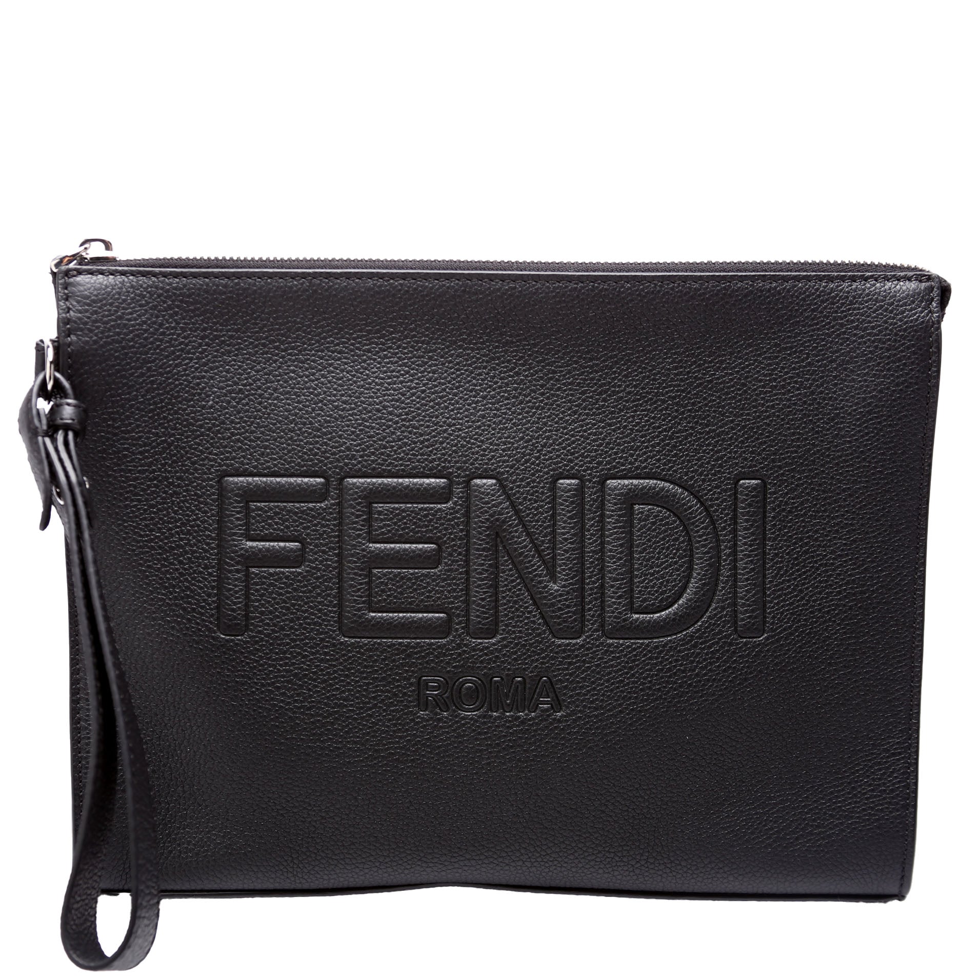 7VA491 Roma Leather Flat Pouch Black