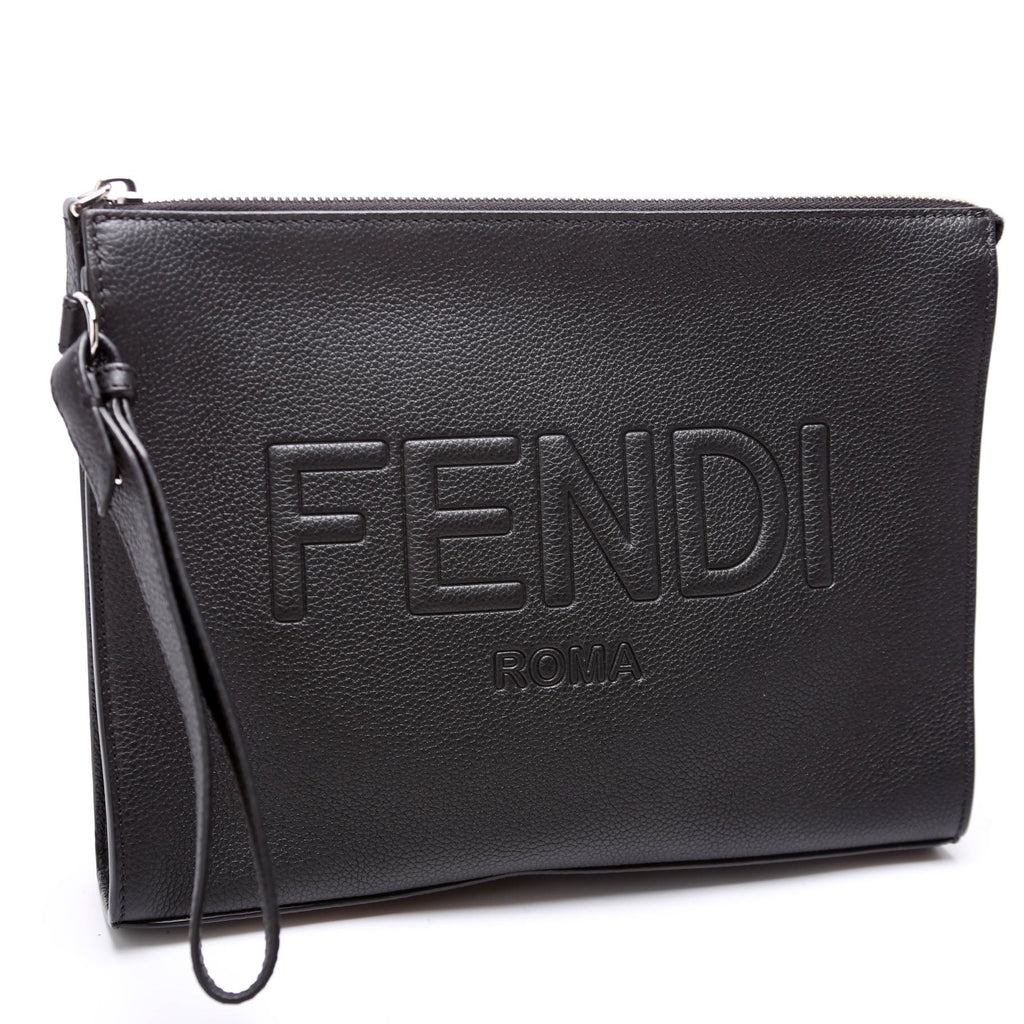 7VA491 Roma Leather Flat Pouch Black