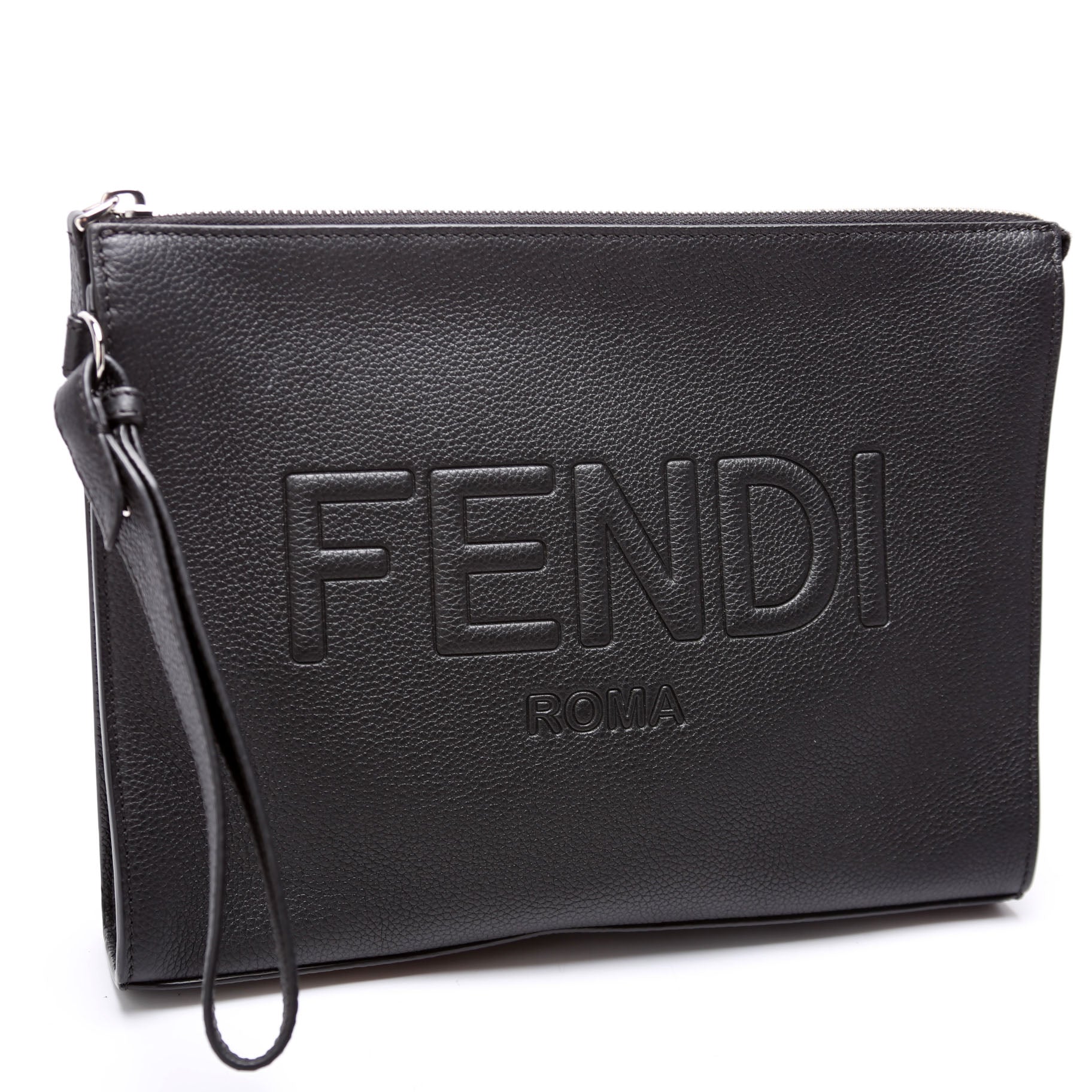 7VA491 Roma Leather Flat Pouch Black