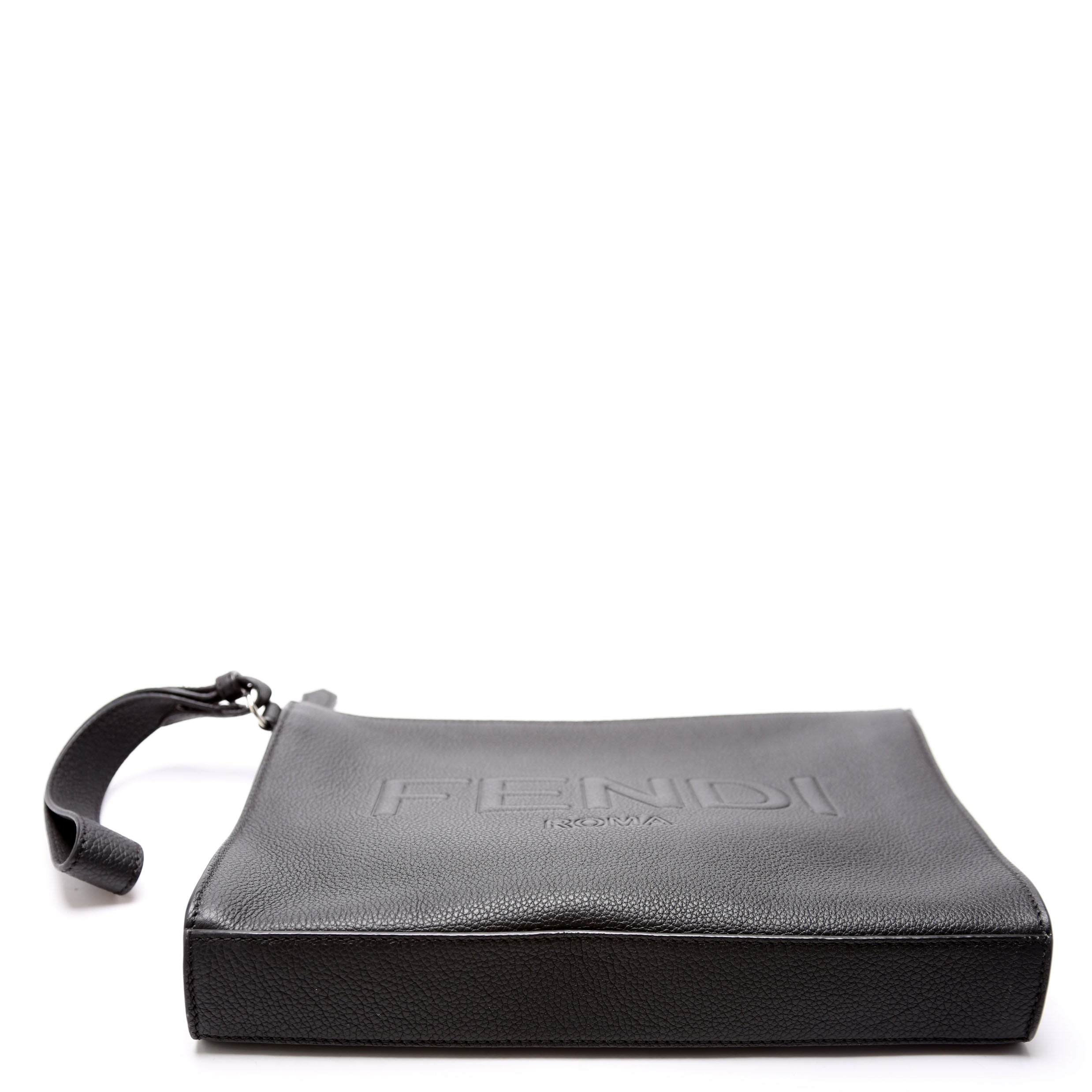 7VA491 Roma Leather Flat Pouch Black