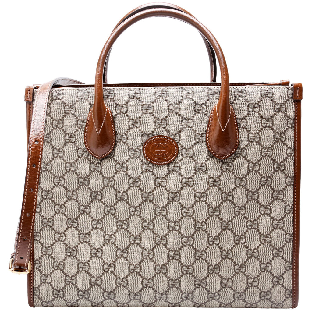 659983 GG Canvas Interlocking GG Small Tote Brown