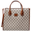 659983 GG Canvas Interlocking GG Small Tote Brown