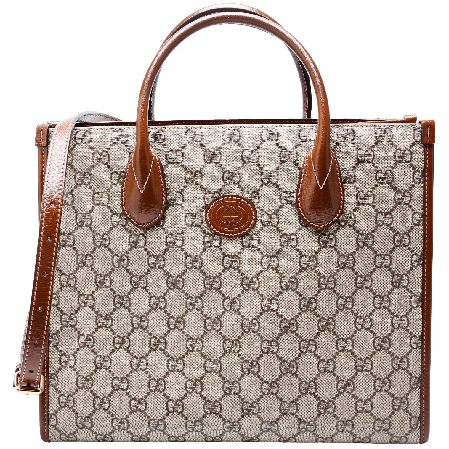 659983 GG Canvas Interlocking GG Small Tote Brown