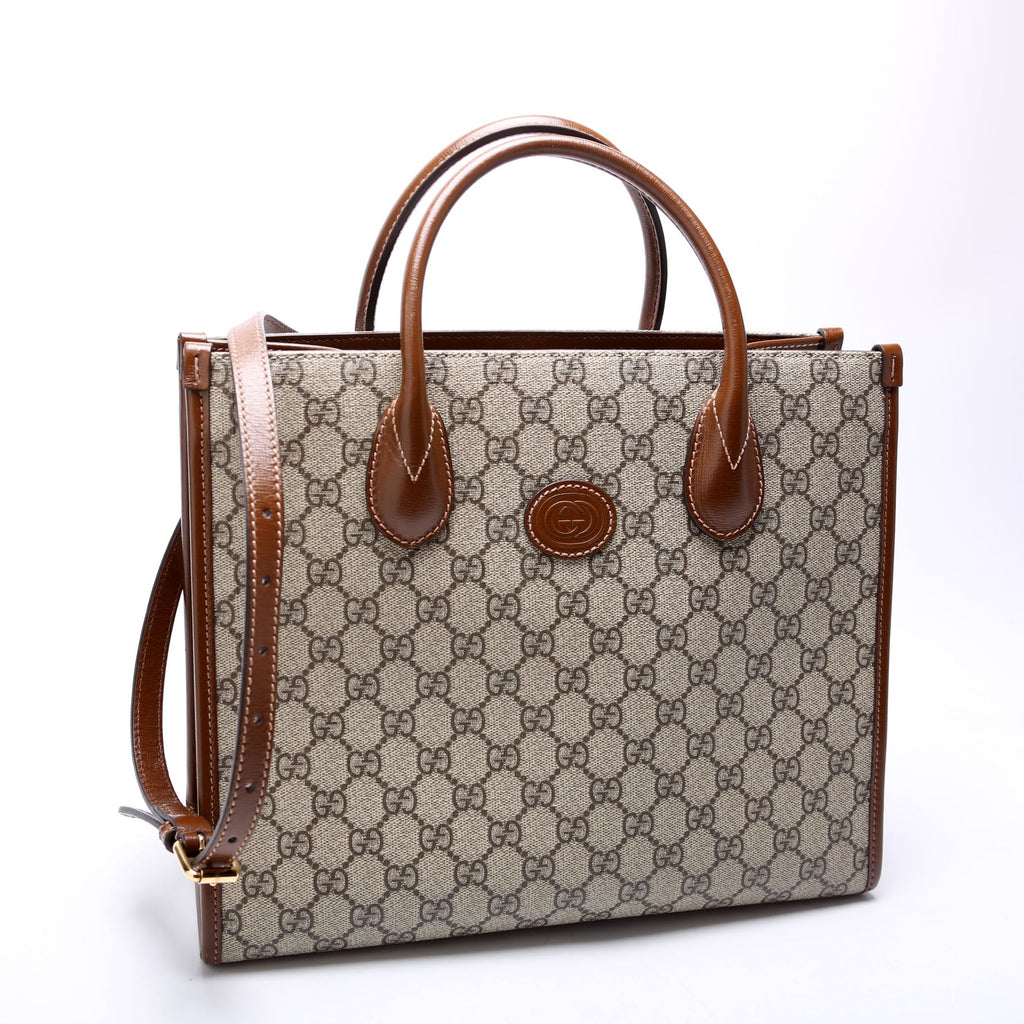 659983 GG Canvas Interlocking GG Small Tote Brown