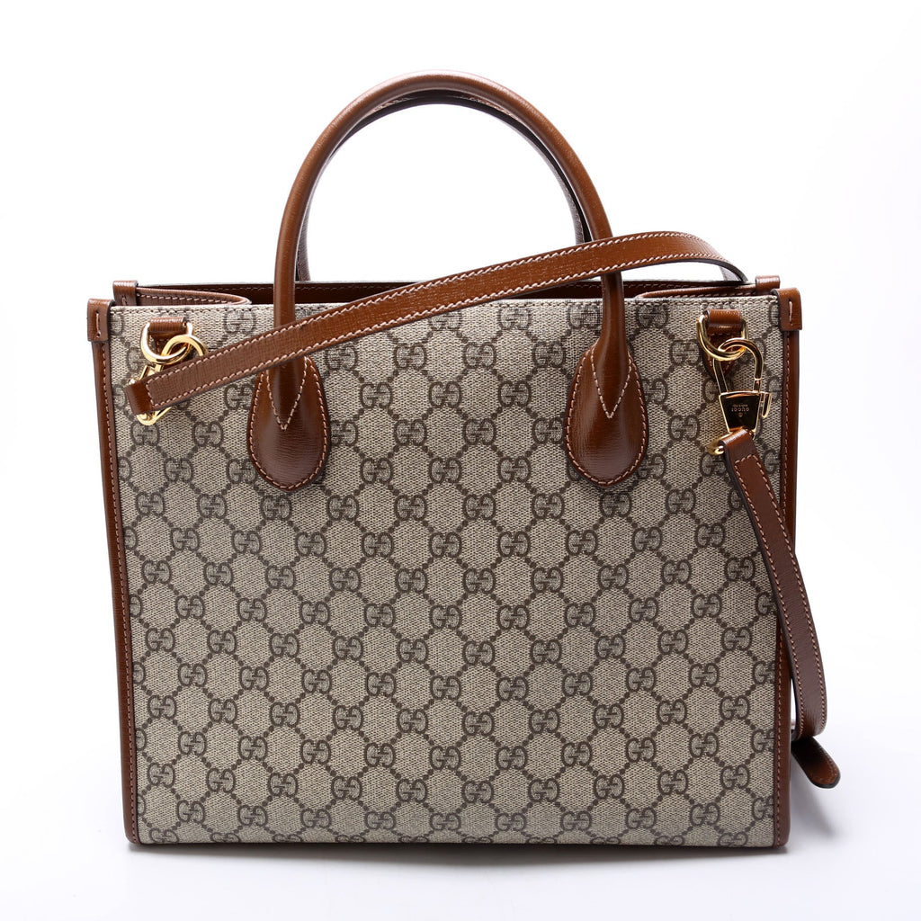 659983 GG Canvas Interlocking GG Small Tote Brown