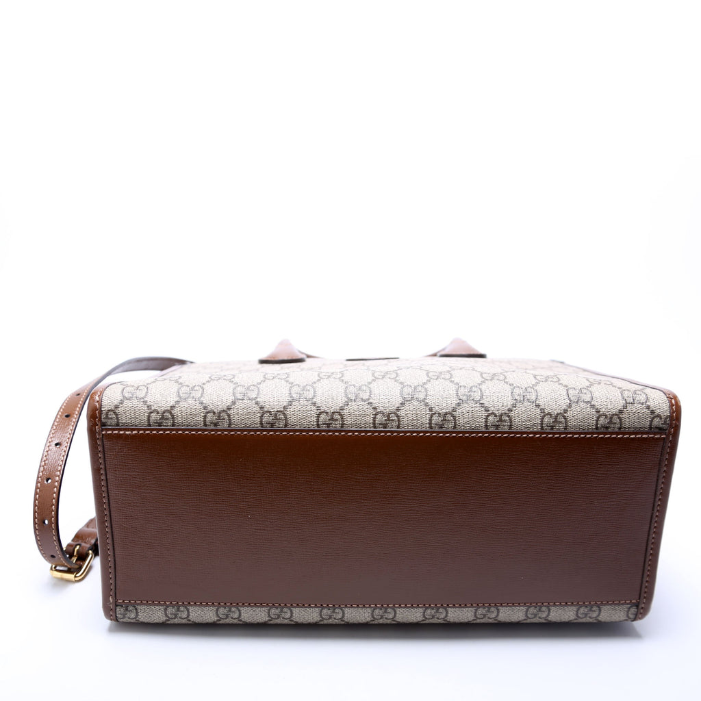 659983 GG Canvas Interlocking GG Small Tote Brown